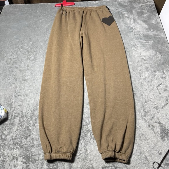 SPRWMN Black Heart In Brown Sweatpants size Small Loungewear Cropped Casual - Picture 1 of 8